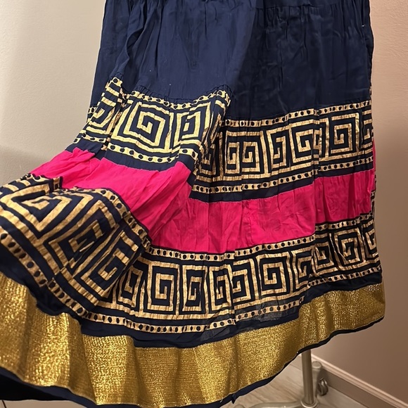 La Fille Navy Maxi Festive Tribal Boho Skirt size S - Picture 5 of 8